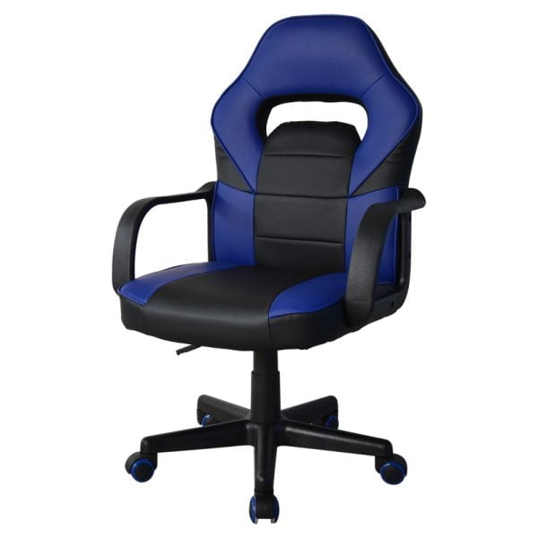 Chaise gaming Thomas junior - chaise de bureau style gaming racing - réglable en hauteur - bleu noir - VDD World