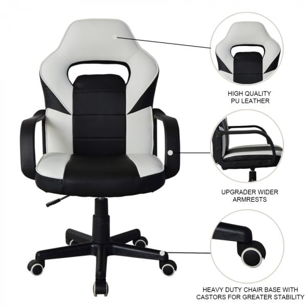 Chaise de bureau Thomas junior - chaise gamer style gaming racing - réglable en hauteur - VDD World