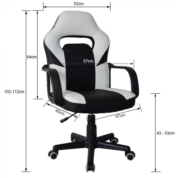 Chaise de bureau Thomas junior - chaise gamer style gaming racing - réglable en hauteur - VDD World