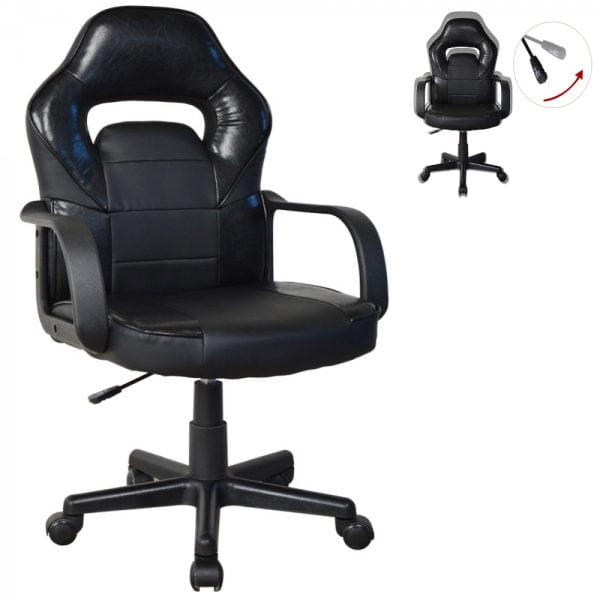 Chaise de bureau Thomas junior - chaise gamer style gaming racing - hauteur réglable - noir - VDD World