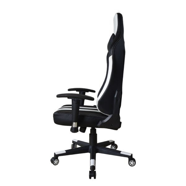 Chaise gaming chaise de bureau Thomas - style racing gaming - siège droit - noir et blanc - VDD World