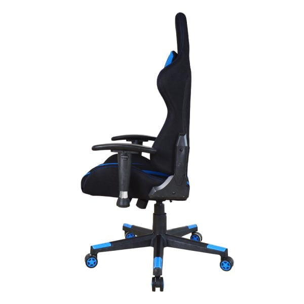 Chaise de bureau chaise gaming Thomas - style racing gaming - revêtement tissu - bleu noir - VDD World