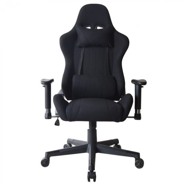 Chaise de bureau chaise gaming Thomas - style racing gaming - revêtement tissu - noir - VDD World