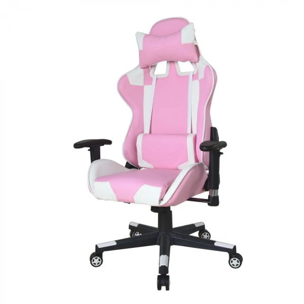 Chaise de bureau chaise gaming Thomas - chaise style gaming racing - blanc rose - VDD World