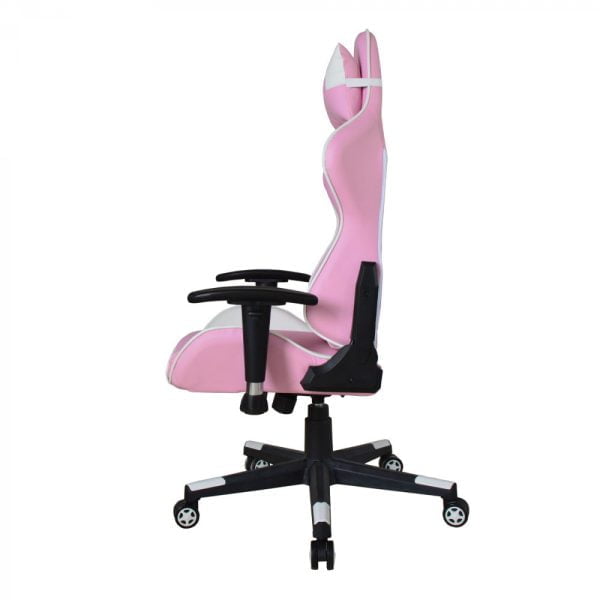 Chaise de bureau chaise gaming Thomas - chaise style gaming racing - blanc rose - VDD World