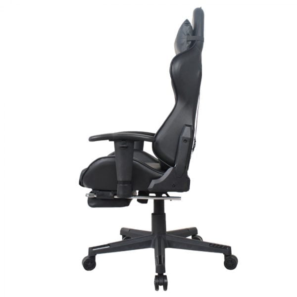 Chaise de bureau chaise de jeu Thomas - avec repose-pieds - style course - noir - VDD World