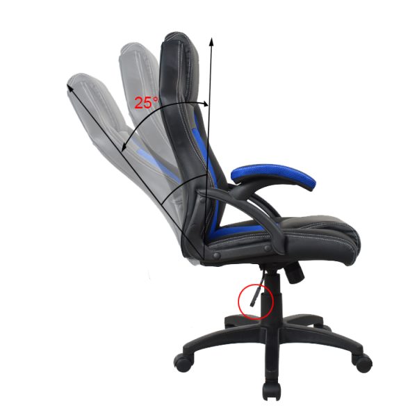 Chaise de bureau racing style gaming premium design Wouter bleu noir - VDD World