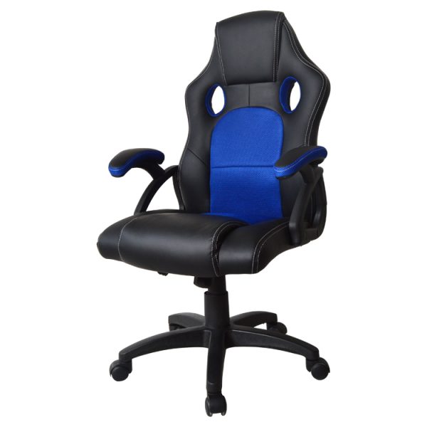 Chaise de bureau racing style gaming premium design Wouter bleu noir - VDD World