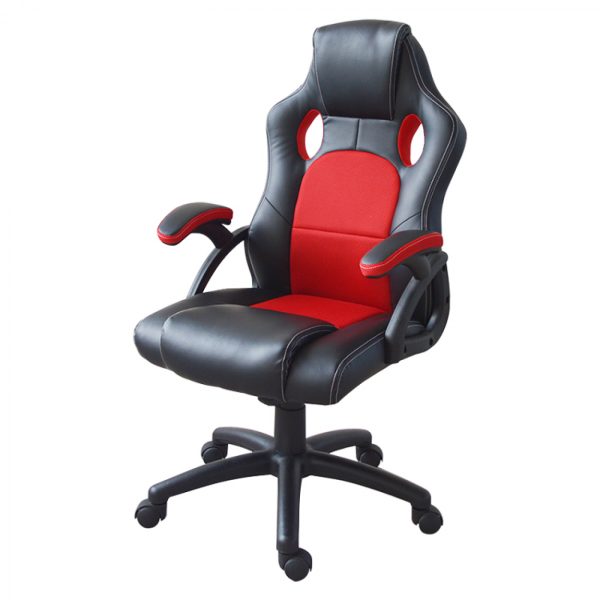 Chaise de jeu Wouter junior - chaise de bureau style gaming racing - réglable en hauteur - noir roug - VDD World