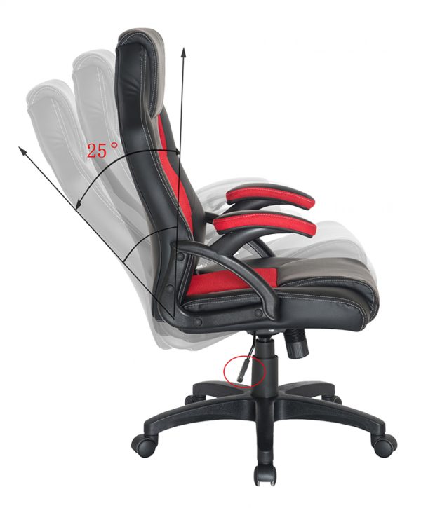 Chaise de jeu Wouter junior - chaise de bureau style gaming racing - réglable en hauteur - noir roug - VDD World