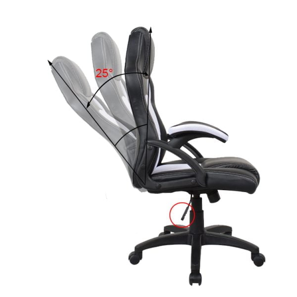 Chaise de bureau racing style gaming premium design Wouter blanc noir - VDD World
