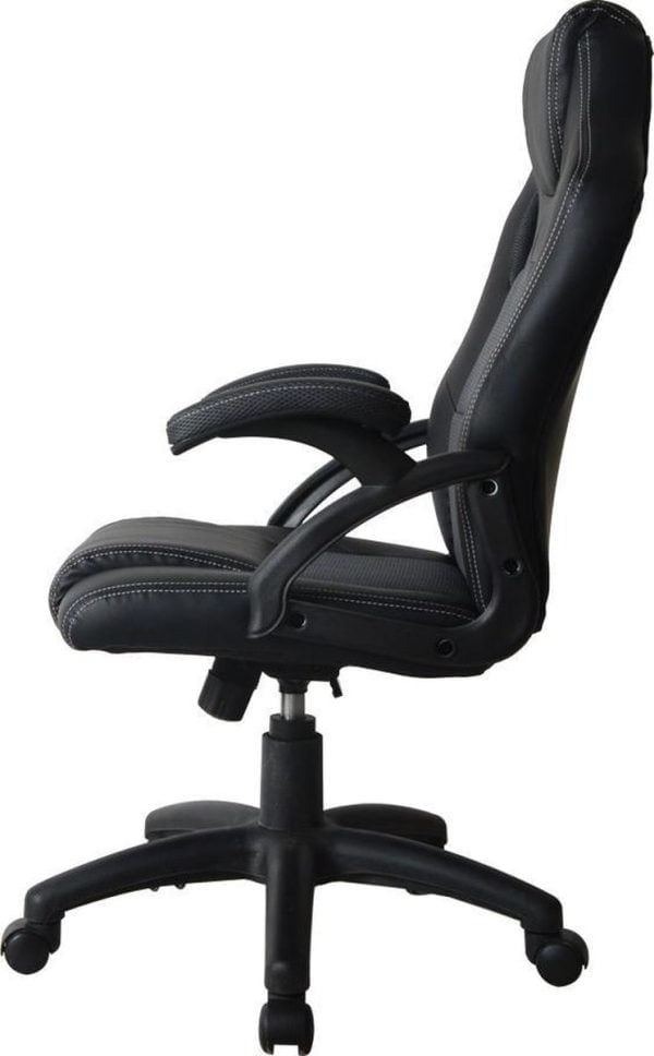 Chaise de jeu Chaise de bureau junior Wouter - style jeu de course - réglable en hauteur - noir - VDD World
