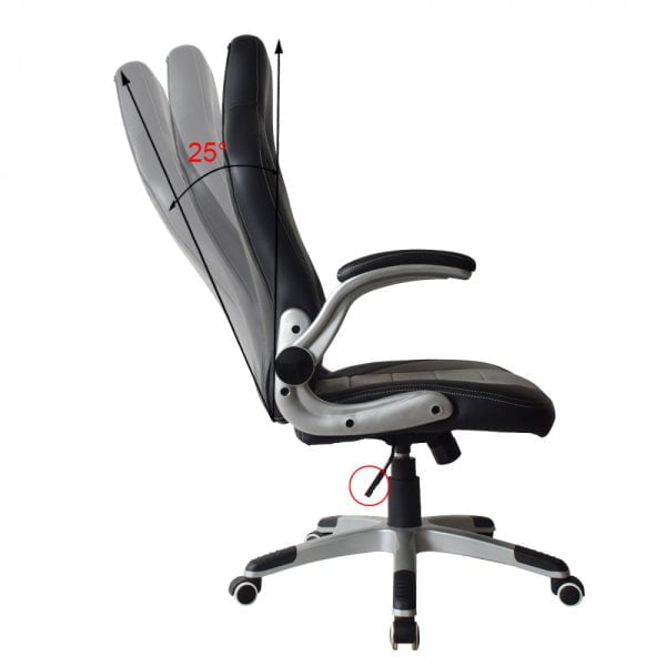 Chaise de bureau Thomas - chaise gamer - accoudoirs rabattables - gris noir - VDD World