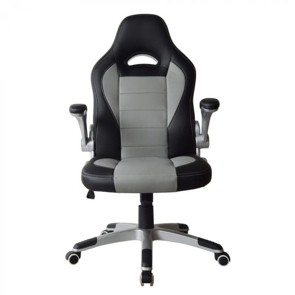 Chaise de bureau Thomas - chaise gamer - accoudoirs rabattables - gris noir - VDD World