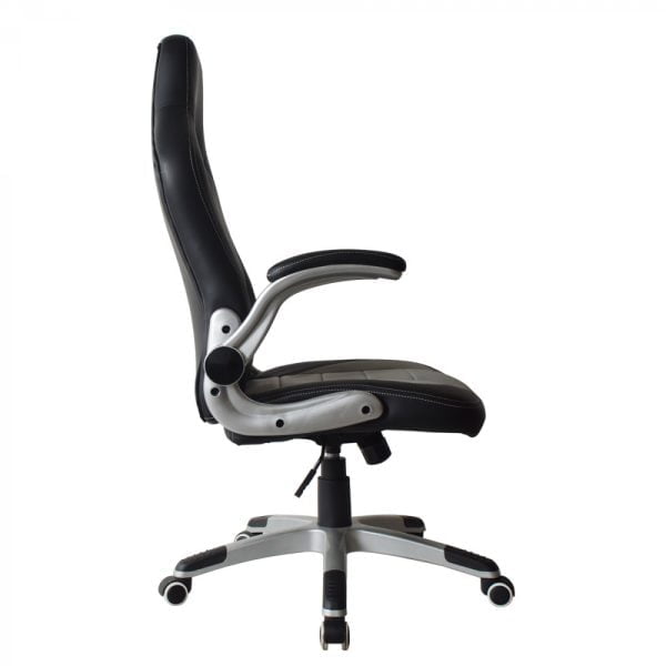 Chaise de bureau Thomas - chaise gamer - accoudoirs rabattables - gris noir - VDD World