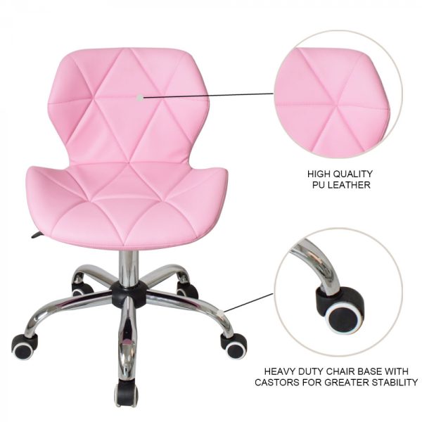 Chaise de bureau design moderne - fauteuil de direction - réglable en hauteur - rose - VDD World