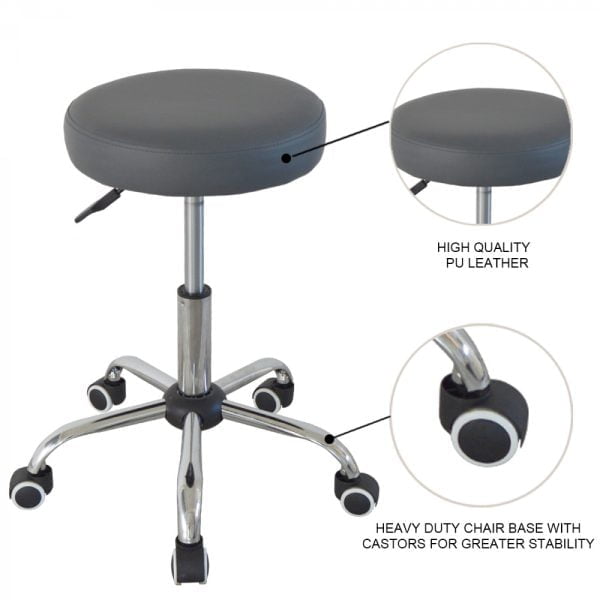 Tabouret de bureau - tabouret de bureau - tabouret de barbier - tabouret - réglable en hauteur - gri - VDD World