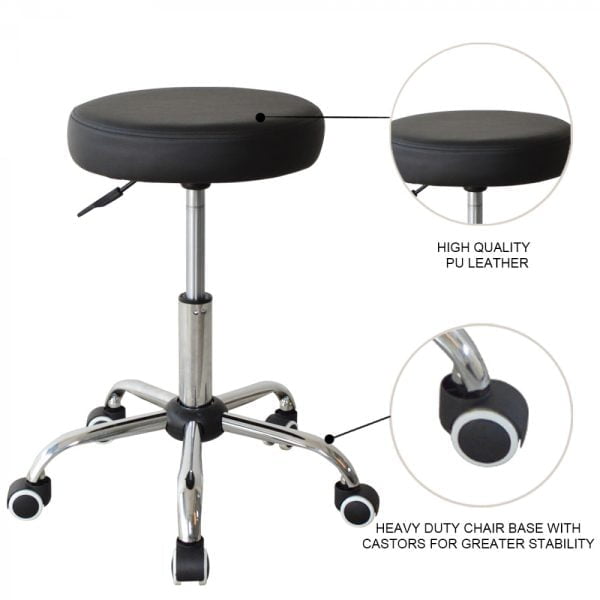 Tabouret de bureau - tabouret de bureau - tabouret de barbier - tabouret - réglable en hauteur -noir - VDD World