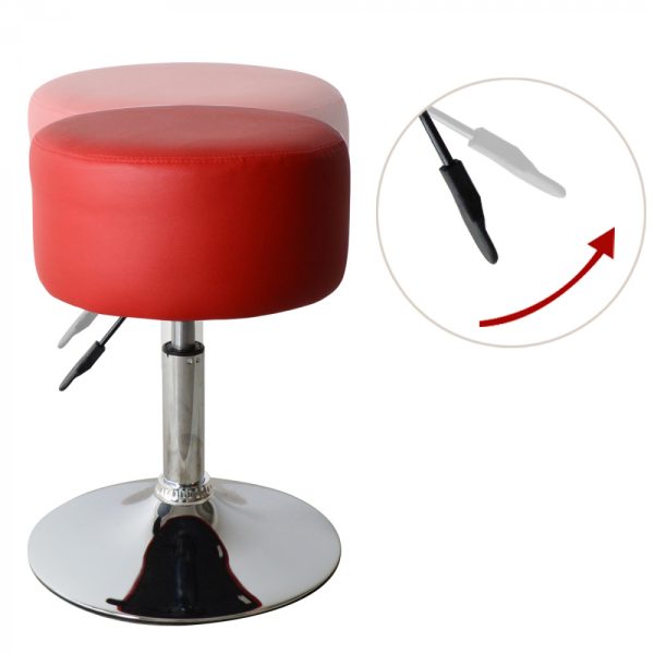 Tabouret rétro vintage - tabouret de coiffeuse - hauteur réglable jusqu'à 65 cm - rouge - VDD World