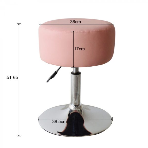 Tabouret rétro vintage - tabouret de coiffeuse - hauteur réglable jusqu'à 65 cm - rose - VDD World