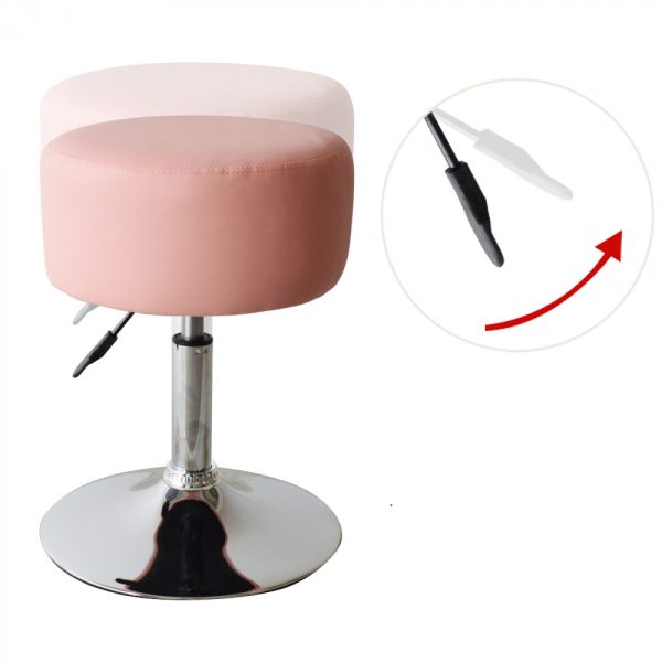 Tabouret rétro vintage - tabouret de coiffeuse - hauteur réglable jusqu'à 65 cm - rose - VDD World