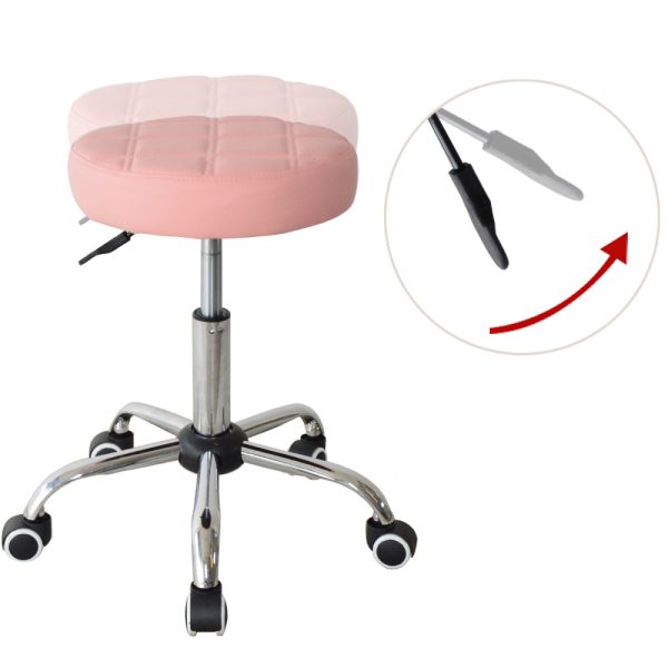 VDD Tabouret de chaise de bureau - tabouret de bureau - avec roues - réglable en hauteur - rose - VDD World