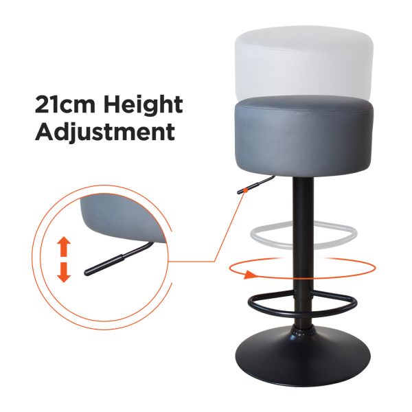 Tabourets de bar élégants avec siège gris et hauteur réglable - Chaise de cuisine - Ensemble de deux - VDD World