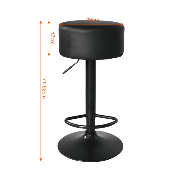 Tabouret de bar réglable en hauteur - Tabouret de bar - noir - chaise de cuisine - VDD World