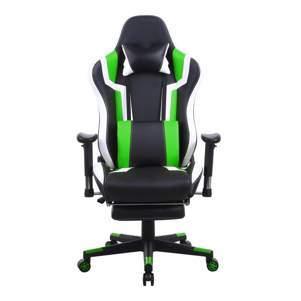 Chaise de jeu Tornado Relax - chaise de bureau - avec repose-pieds - ergonomique - noir vert - VDD World