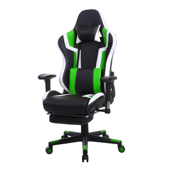 Chaise de jeu Tornado Relax - chaise de bureau - avec repose-pieds - ergonomique - noir vert - VDD World