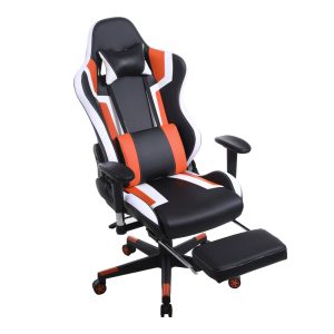 Chaise de jeu Tornado Relax - chaise de bureau - avec repose-pieds - orange noir