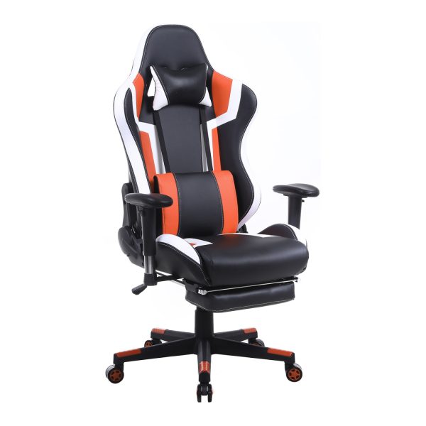 Chaise de jeu Tornado Relax - chaise de bureau - avec repose-pieds - orange noir - VDD World