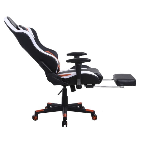 Chaise de jeu Tornado Relax - chaise de bureau - avec repose-pieds - orange noir - VDD World