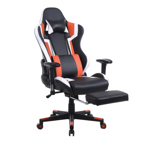 Chaise de jeu Tornado Relax - chaise de bureau - avec repose-pieds - orange noir - VDD World