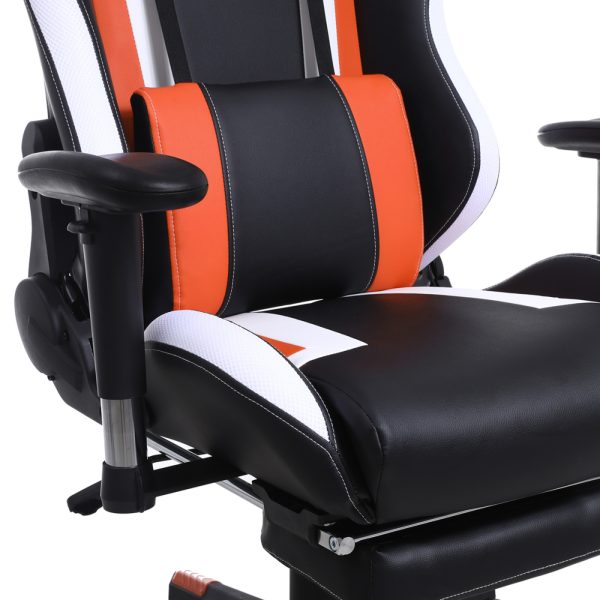 Chaise de jeu Tornado Relax - chaise de bureau - avec repose-pieds - orange noir - VDD World