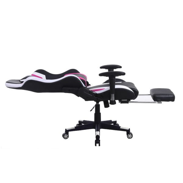 Chaise de jeu Tornado Relax - chaise de bureau - avec repose-pieds - ergonomique - noir rose - VDD World