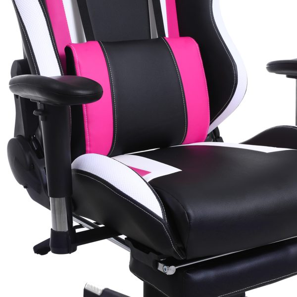 Chaise de jeu Tornado Relax - chaise de bureau - avec repose-pieds - ergonomique - noir rose - VDD World