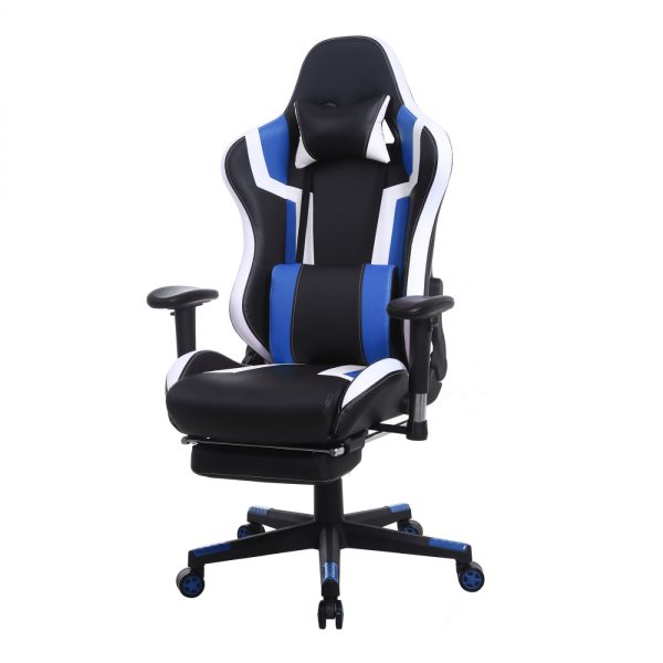 Chaise de jeu Tornado Relax Chaise de bureau - avec repose-pieds - ergonomique - bleu noir - VDD World
