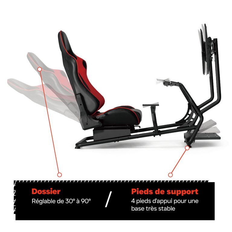 Simulateur de cockpit de siège de course - entièrement réglable avec support d'écran - image alternative