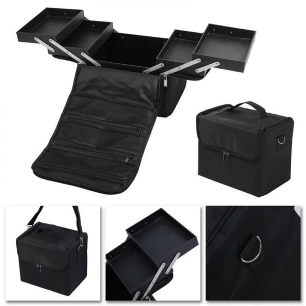 Beauty case maquillage maquillage nail case pliable noir - VDD World