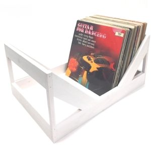 Boîte de rangement pour disques vinyle LP - boîte de rangement - bois - blanc - VDD World