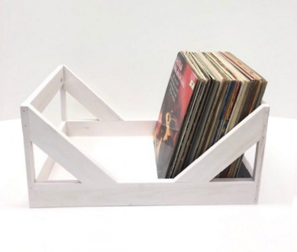 LP vinyl records caisse de rangement en bois boîte décorative pour 100 pièces blanc - VDD World