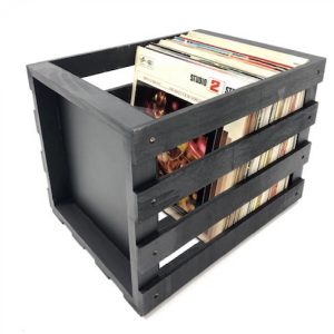 Boîte de rangement pour disques vinyle LP - boîte de rangement - bois - blanc - VDD World