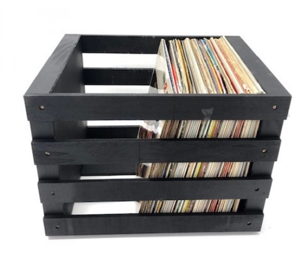 Boîte de rangement vinyle LP caisse de rangement universelle bois noir - VDD World