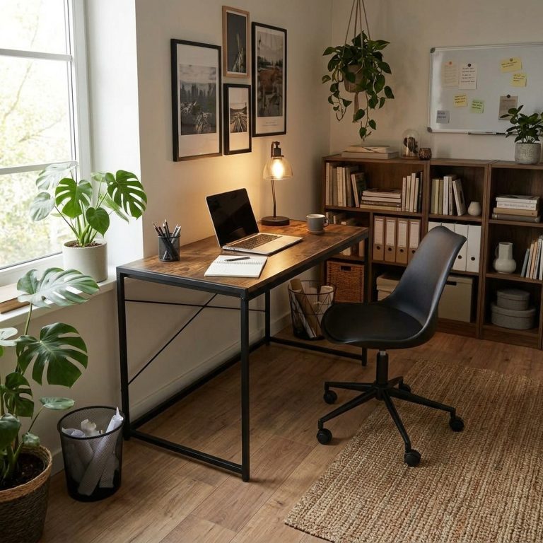 VDD - Bureau - Marron vintage - Bureau - Table d'ordinateur - Table pour ordinateur portable - Bureau noir et marron vintage - Bureau d'ordinateur - 100 x 45 x 75 cm - image alternative