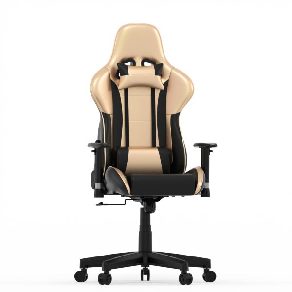Chaise de jeu GoldGamer deluxe - chaise de bureau - chaise de jeu de course - or noir - VDD World