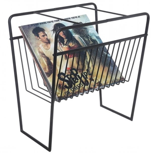 LP vinyl design rack de stockage record rack retro pour 60 à 70 vinyles LPs de 12 pouces noir - VDD World