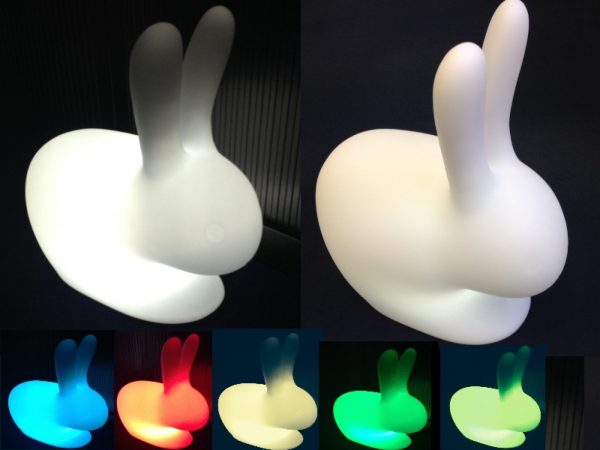 Lampe de nuit pour enfant Lapin LED 16 couleurs RGB blanc rechargeable 45 cm - VDD World