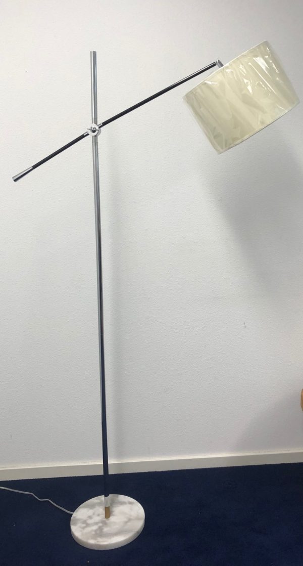 Lampadaire sur pied lampe à arc réglable abat-jour crème blanc argenté - VDD World