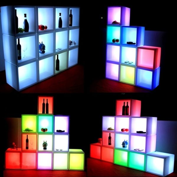 Cube LED ouvert éclairage carré 16 couleurs RVB blanc télécommande multifonctionnelle rechargeable - VDD World